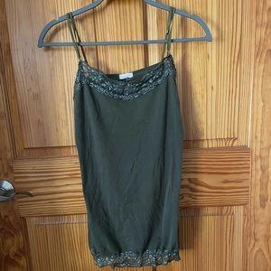 Olive green lace tank top
